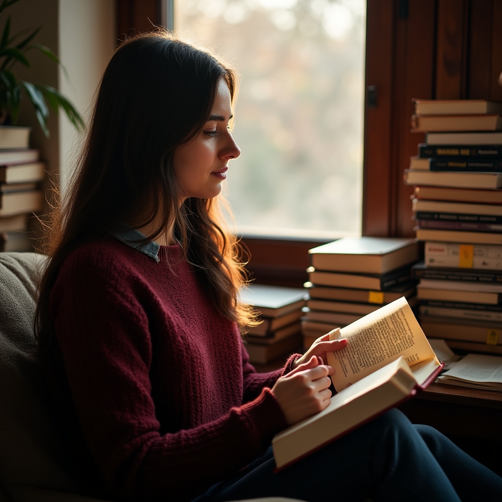 Persona reflexionando sobre patrones de comportamiento económico con libros y notas